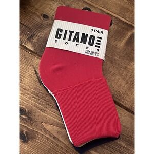 Vintage Gitano Action 3 Pair Ankle Cuff Socks Size 9-11 USA 1993 Nylon HTF